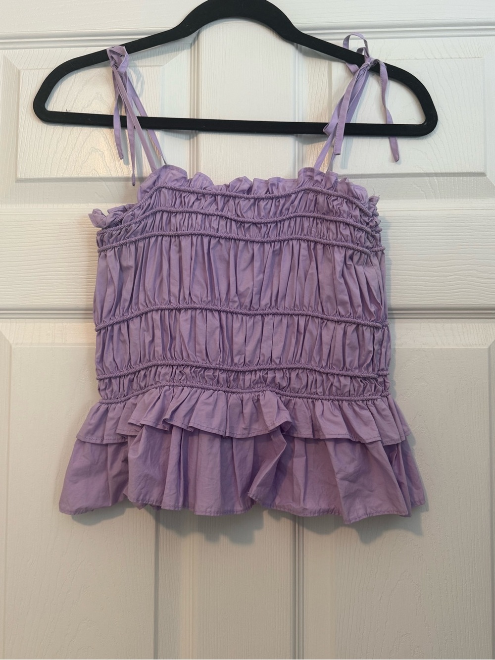 Auqa Lavender Ruched Ruffle Cami Top